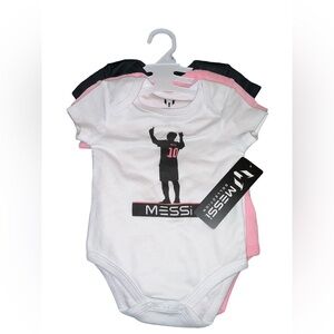 Messi Baby Bodysuit Set - White, Pink, Black NWT